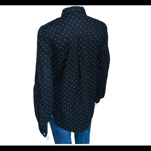OLD NAVY The Classic Polka Dot Button Down Shirt With Long Sleeves Black Small - Picture 4 of 9